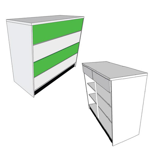 BALCÃO DE ATENDIMENTO COM GAVETAS B313
